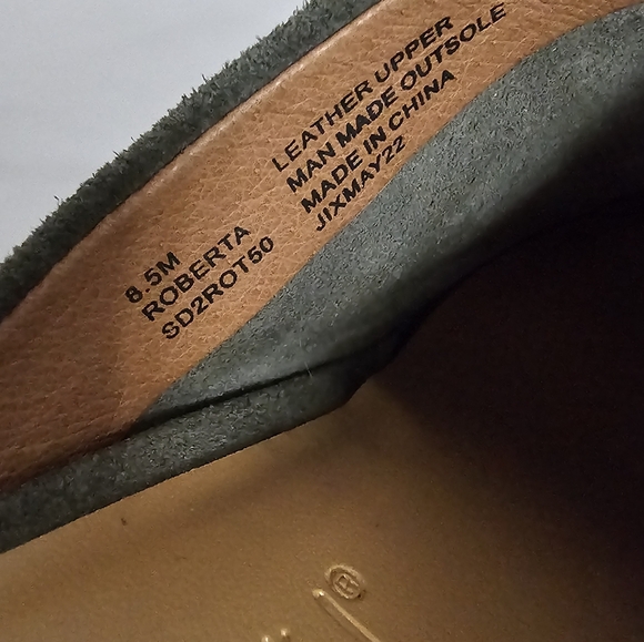 Splendid Olive Genuine Suede Slip-On Roberta Stacked Heel Mules - Picture 12 of 14